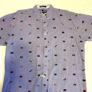 Chaps Ralph Lauren, Short Sleeve,  Button Down,  Nautical Print, Large - Tall